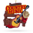 Raised on Country Music Fan Guitar Hat Boots Resin Christmas Ornament in Brown color Figurine