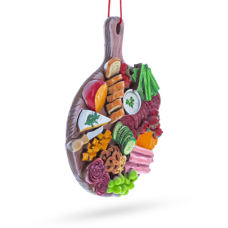 Gourmet Charcuterie Platter Resin Christmas OrnamentChina , dimensions in inches: 3.9 x 0.6 x 3.1