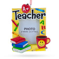 A+ Teacher Photo Frame Resin Christmas Ornament in Yellow color Rectangular