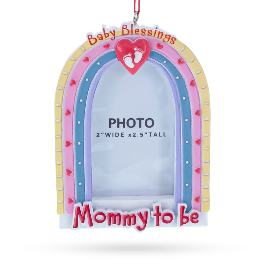 Mommy to Be Baby Blessings Photo Frame Resin Christmas Ornament in Multi color Figurine