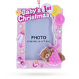 Pink Baby Girl First Christmas Photo Frame Resin Christmas Ornament in Pink color Rectangular