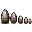 Set of 5 Jesus Christ Icons Wooden Nesting Dolls 6.5 Inches in Multi color, Oval shape