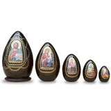 Wood Set of 5 Jesus Christ Icons Wooden Nesting Dolls 6.5 Inches in Multi color Oval