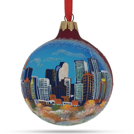 Denver, Colorado Glass Ball Christmas Ornament 3.25 Inches in Multi color, Round shape