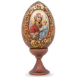 Icon with Virgin Mary Wooden Easter Egg 4 Inches in Brown color Oval