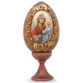 Icon with Virgin Mary Wooden Easter Egg 4 Inches in Brown color Oval