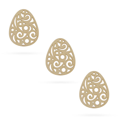 3 Eggs Unfinished Wooden Shapes Craft Cutouts DIY Unpainted 3D Plaques 4 Inches in Beige color,  shape