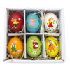 Juego de 6 adornos de huevos de Pascua de conejito, pollito y ganso de cáscara de huevo real
