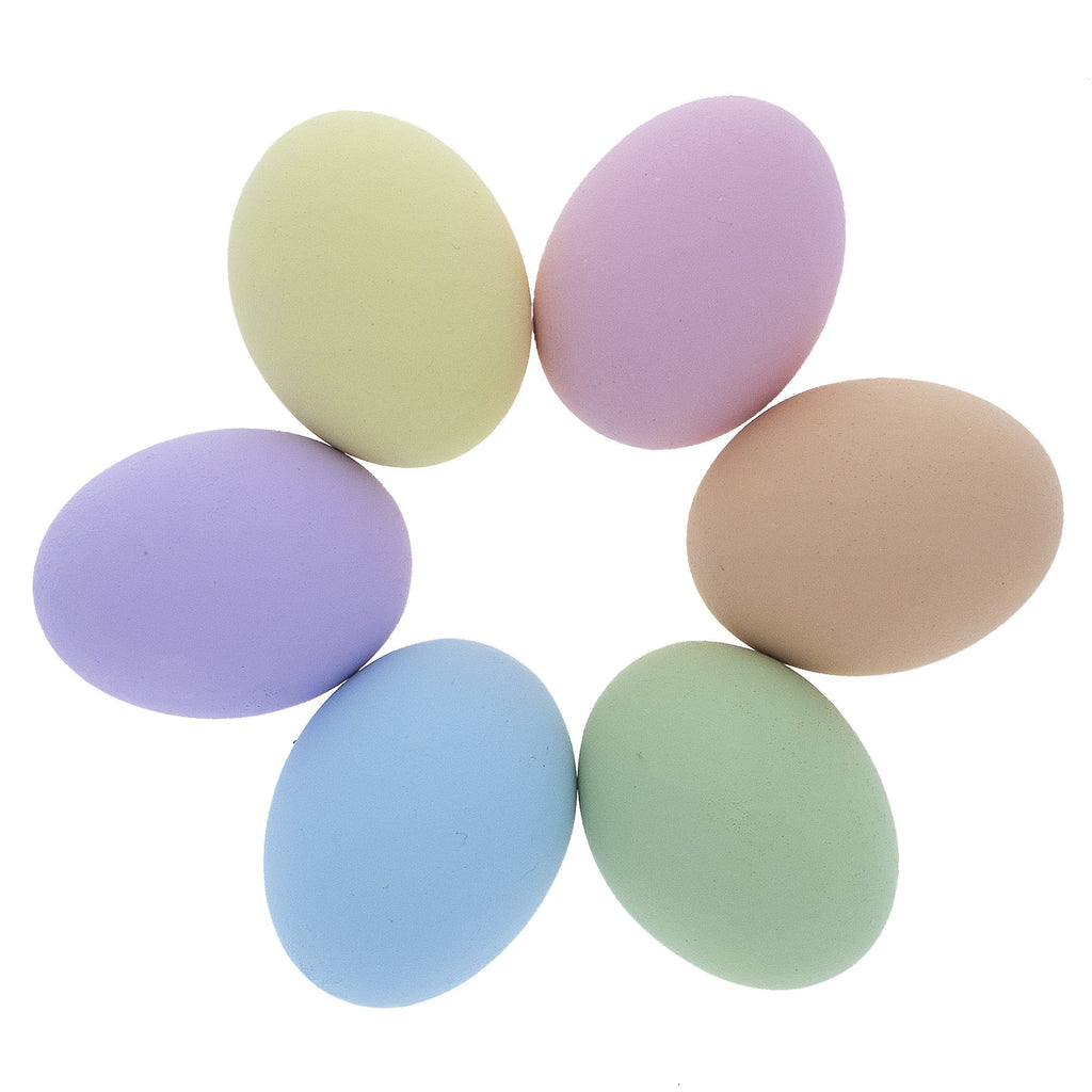 6 Miniature Pastel Ceramic Eggs 1.27 Inches in Multi color Oval