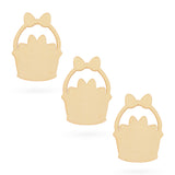 3 Easter Egg Baskets Unfinished Wooden Shapes Craft Cutouts DIY Unpainted 3D Plaques 4 Inches in Beige color