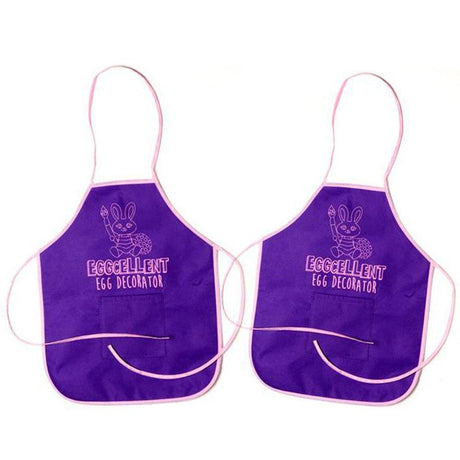 Set of 2 Purple Eggcellent Egg Decorator Aprons in Purple color