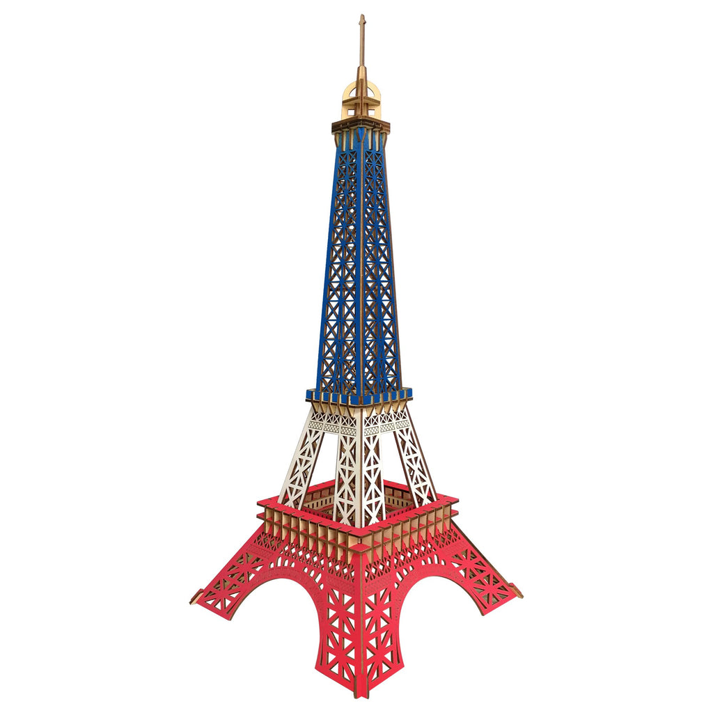 Wood Paris Eiffel Tower Model Kit - Wooden Laser-Cut 3D Puzzle (94 Pcs) in Multi color