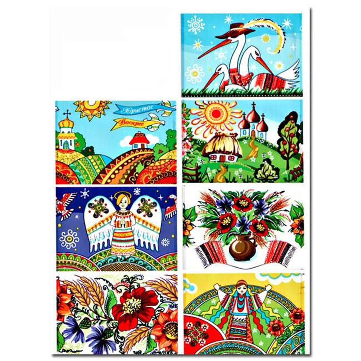 7 Fantasy Easter Egg Wraps Heat Shrink Sleeves in Multi color, Rectangular shape