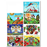 7 Fantasy Easter Egg Wraps Heat Shrink Sleeves in Multi color, Rectangular shape