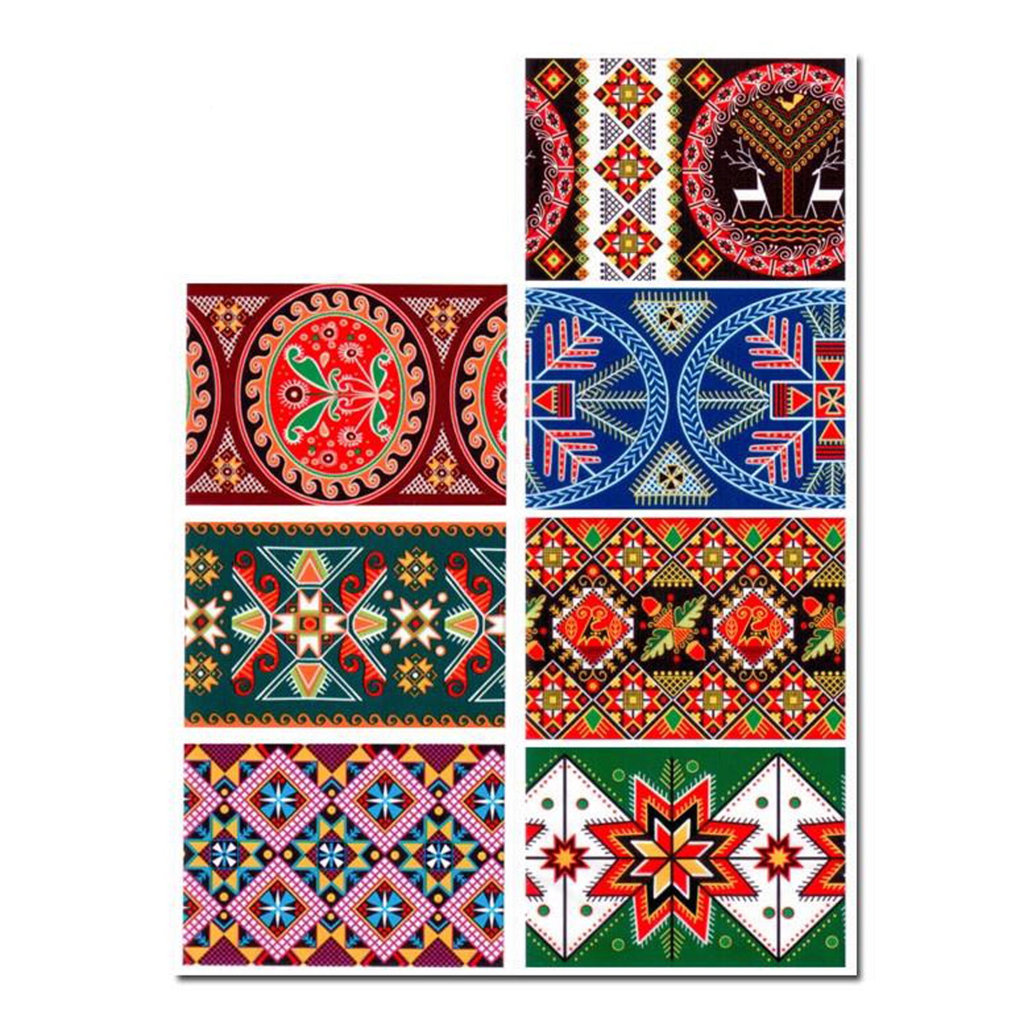 7  Geometric & Star Motifs Ukrainian Easter Egg Decorating Wraps Heat Shrink Sleeves in Multi color Rectangular