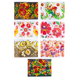 7 Petrykivka Red & Gold Floral Designs with Roosters Ukrainian Easter Egg Decorating Wraps Heat Shrink Sleeves in Multi color Rectangular