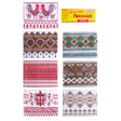 7 Red & Black Folk Embroidered Patterns Ukrainian Easter Egg Decorating Wraps Heat Shrink Sleeves in Multi color Rectangular