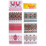 7 Red & Black Folk Embroidered Patterns Ukrainian Easter Egg Decorating Wraps Heat Shrink Sleeves in Multi color Rectangular