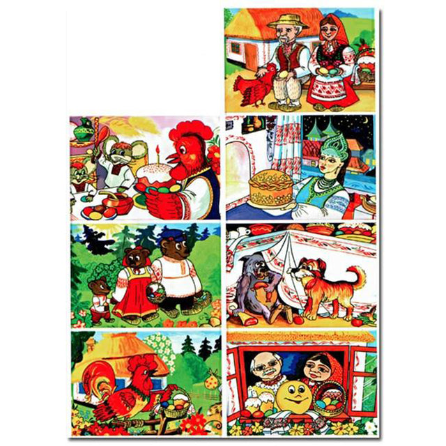 7 Ukrainian Folk Tales Easter Egg Decorating Wraps Heat Shrink Sleeves in Red color Rectangular
