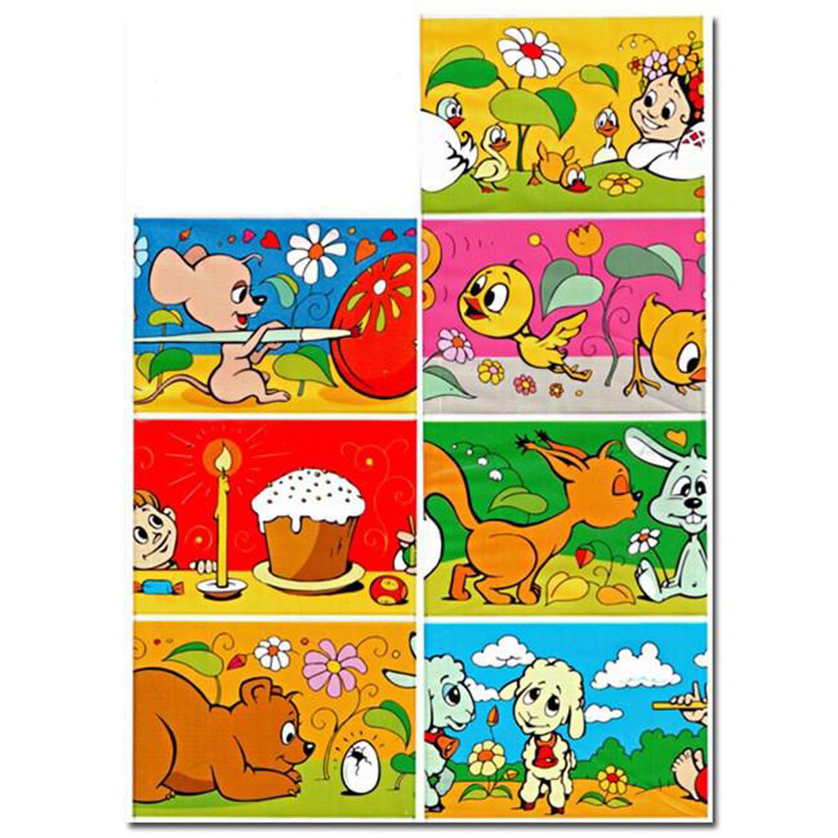 7 Ukrainian Malyovanka Easter Egg Wraps Heat Shrink Sleeves in Orange color, Rectangular shape