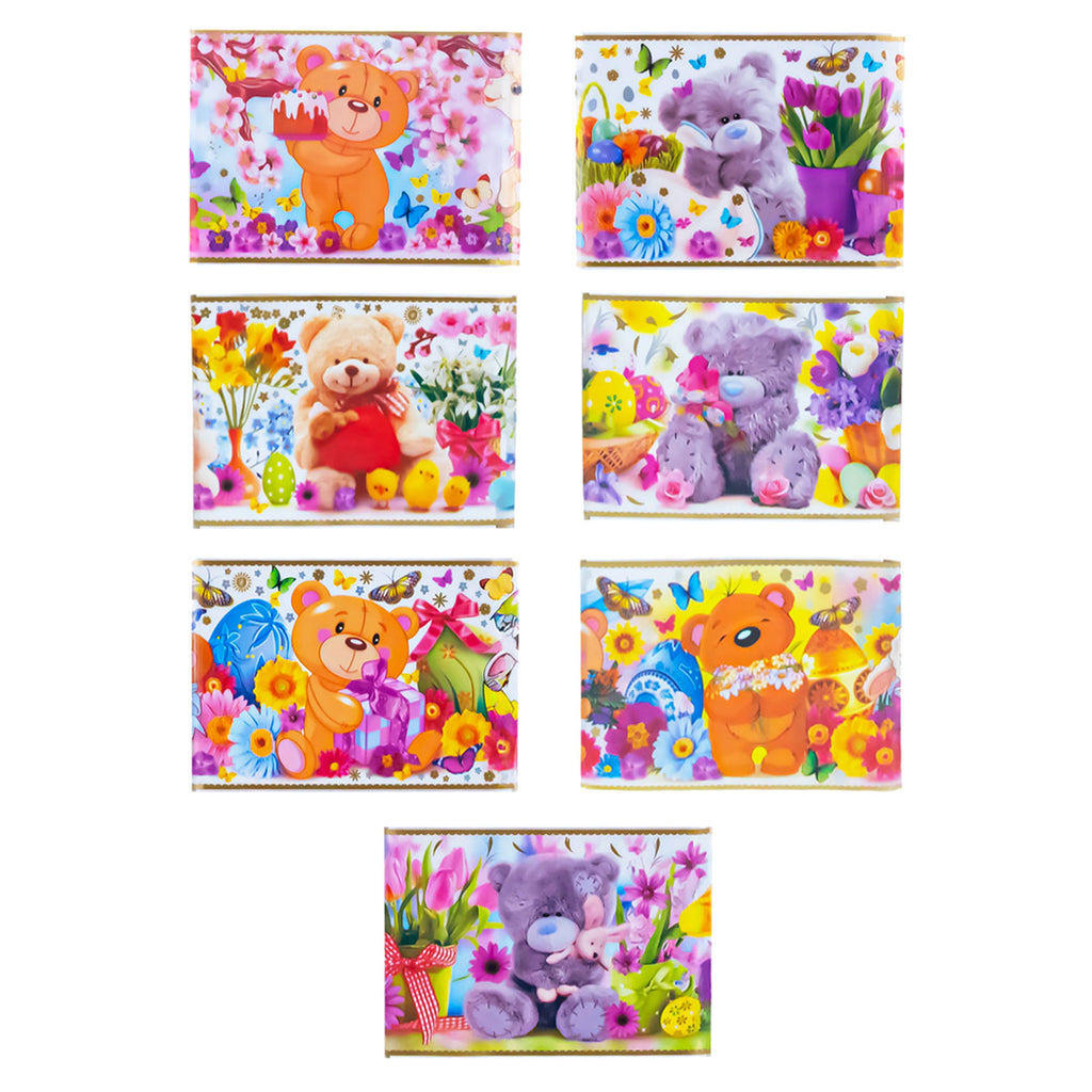 7 Plush Bears Ukrainian Easter Egg Decorating Wraps Heat Shrink Sleeves in Multi color Rectangular