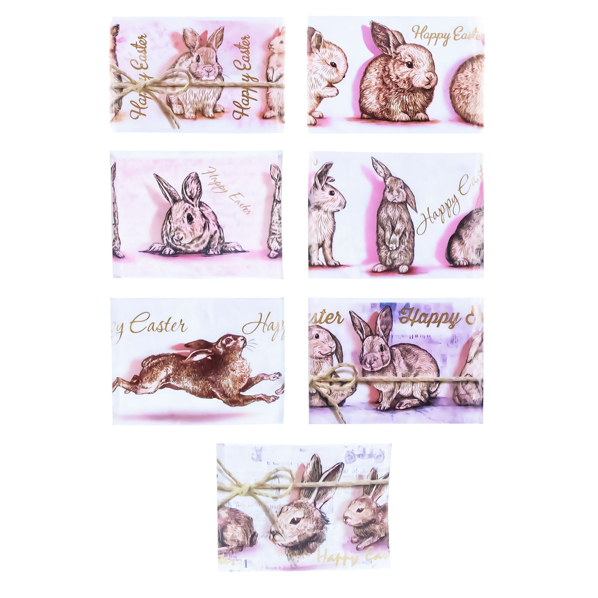 7 Vintage Bunny Ukrainian Easter Egg Decorating Wraps Heat Shrink Sleeves in Multi color Rectangular