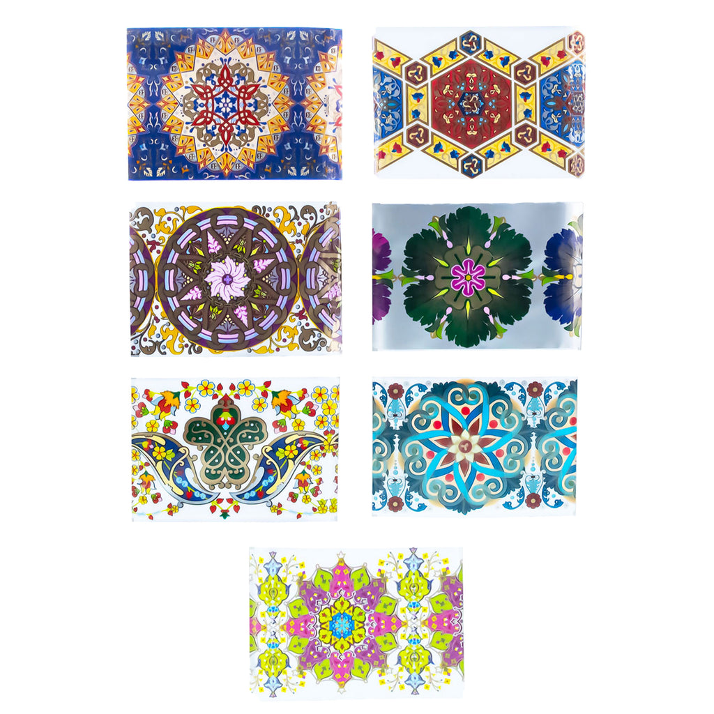 7 Mandala, Mosaic & Baroque Floral Patterns Ukrainian Easter Egg Decorating Wraps Heat Shrink Sleeves in Multi color Rectangular