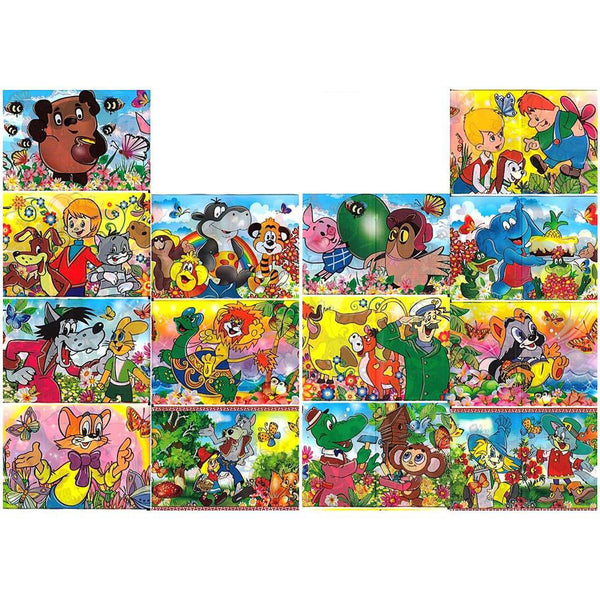 7 Cartoon Characters Ukrainian Easter Egg Decorating Wraps in Yellow color, Rectangular shape