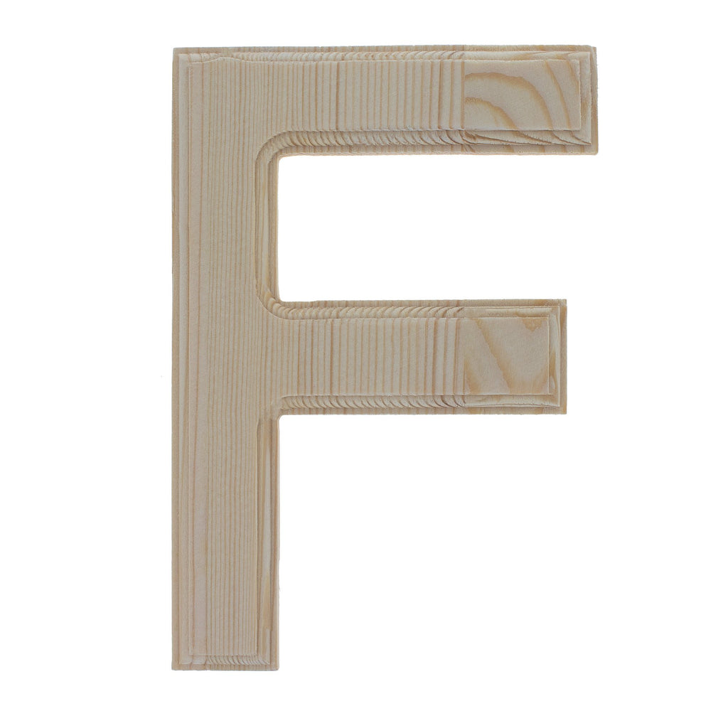Wood Unfinished Wooden Arial Font Letter F (6.25 Inches) in Beige color