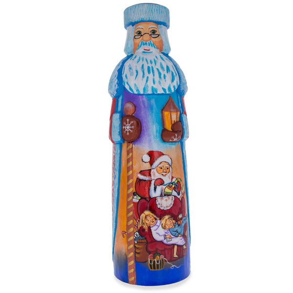 Christmas Eve Hand Carved Solid Wooden Santa Figurine 11 Inches in Multi color,  shape