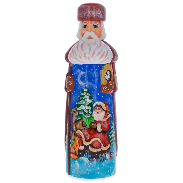 Santa Reading to Animals Hand Carved Wooden Santa Figurine 7.25 Inches in Multi color,  shape