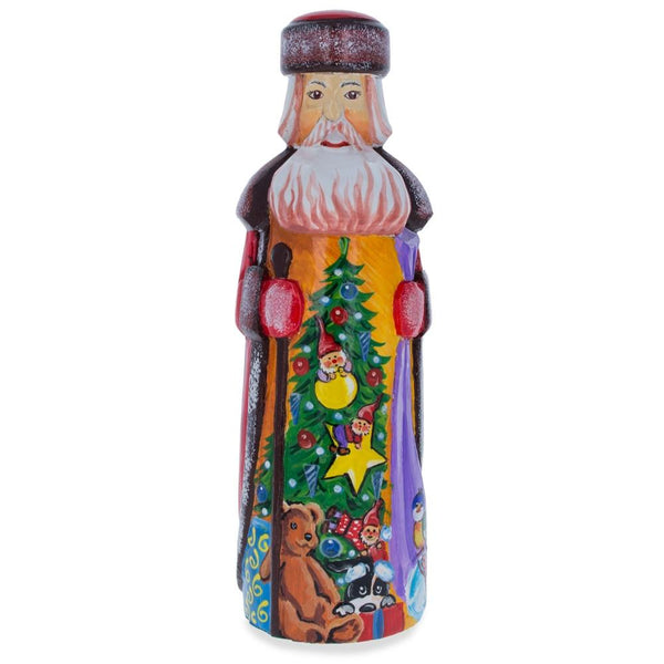 Christmas Tree with Gifts Hand Carved Wooden Santa Figurine 7.25 Inches in Multi color,  shape