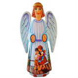 Children Guardian Angel Hand Carved Solid Wood Figurine 10 Inches in Multi color,  shape