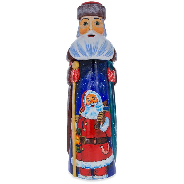 Santa Claus with Lantern Hand Carved Solid Wooden Figurine 11 Inches in Multi color,  shape