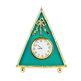 Regal Timekeeper: 5-Inch Green Enameled Guilloche Royal Clock Frame in Green color Triangle