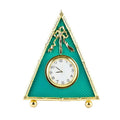 Regal Timekeeper: 5-Inch Green Enameled Guilloche Royal Clock Frame in Green color Triangle