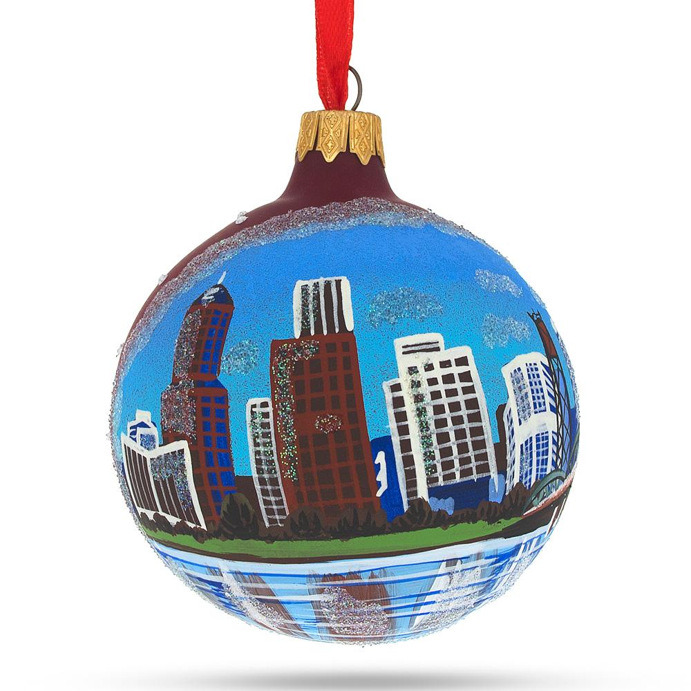 Portland, Oregon Glass Ball Christmas Ornament 3.25 Inches in Multi color Round