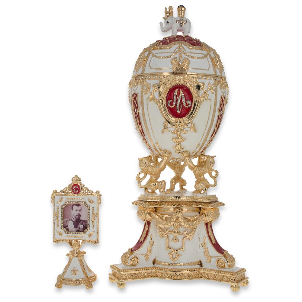 1903 Royal Danish Musical Imperial Easter Egg 9.6 Inches in White color