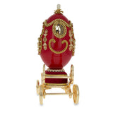Shop Royal Wedding Coach Musical Egg 7.1 Inches. Buy Royal Royal Eggs Inspired Musical Figurines Red Oval Pewter for Sale by Online Gift Shop BestPysanky Faberge replicas Imperial royal collectible Easter egg decorative Russian inspired style jewelry trinket box bejeweled jeweled enameled decoration figurine collection house music box crystal value for sale real