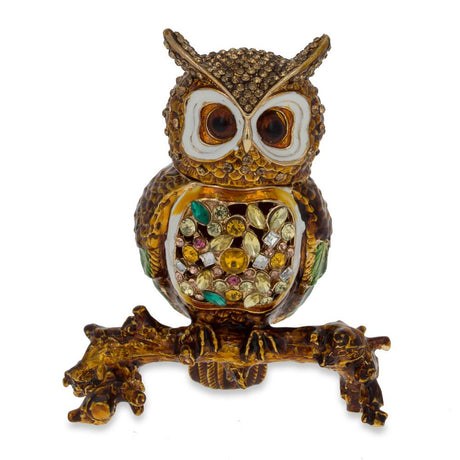 Jeweled Owl on a Tree Branch Figurine 3.4 Inches in Multi color,  shape