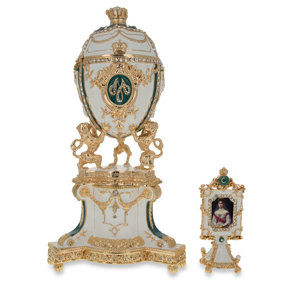 1903 Royal Danish Musical Imperial Egg 8.4 Inches in White color,  shape