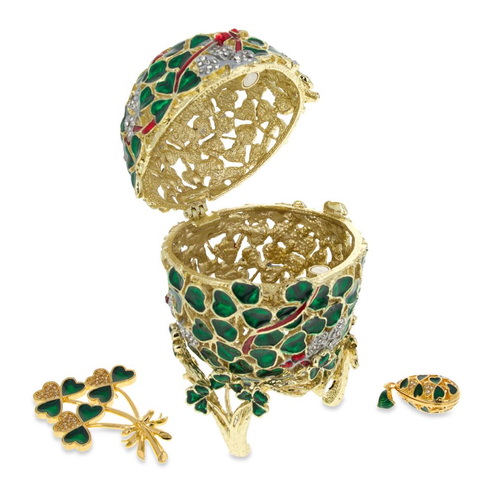 1902 Clover Leaf Royal Easter Egg With Brooch And Pendant , dimensions in inches: 4 x  x