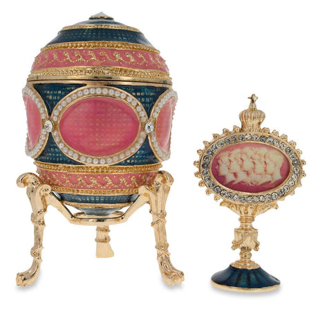 1914 Mosaic Royal Imperial Easter Egg in Pink color, Oval shape