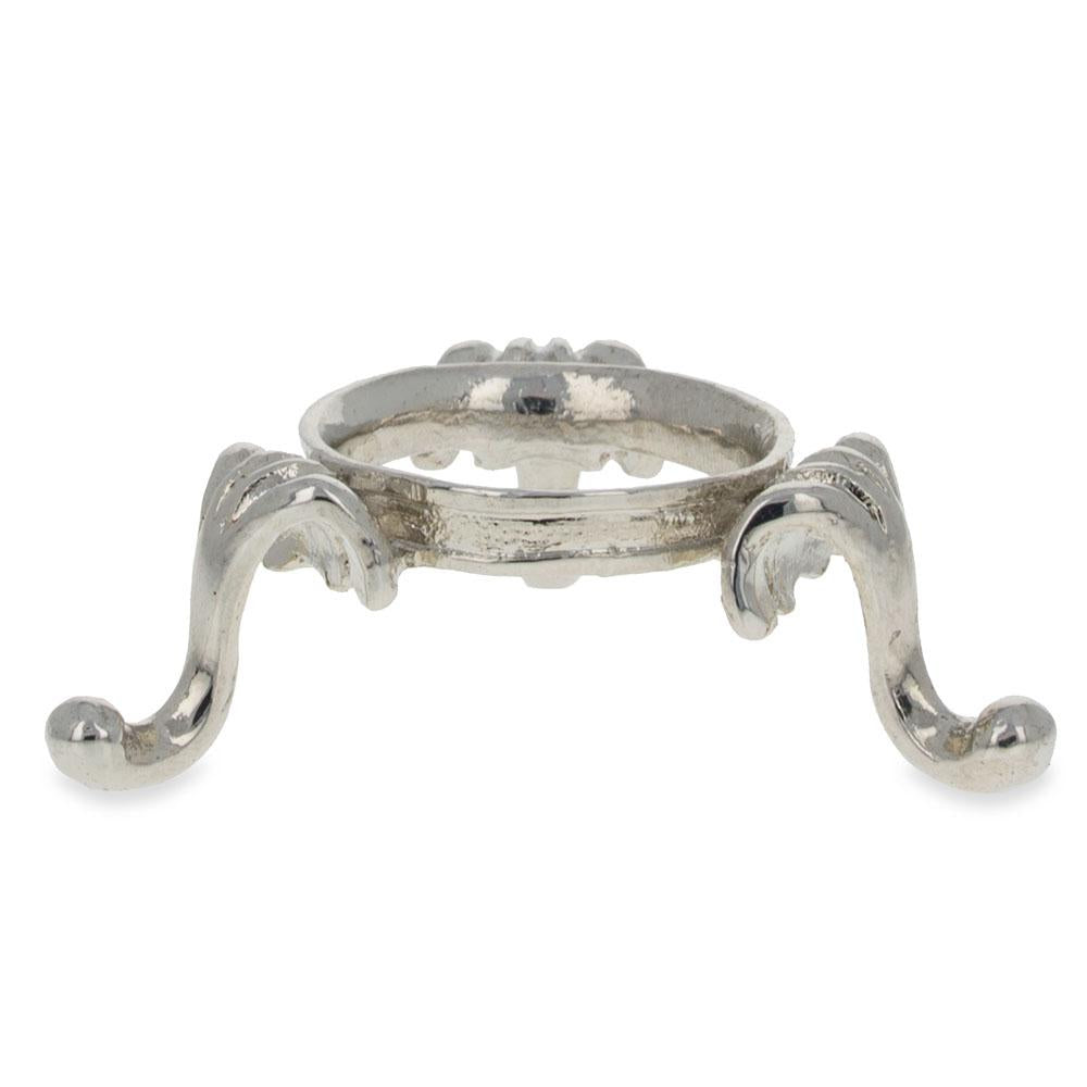 Low Profile Silver Tone Metal Egg Sphere Stand Holder Display in Silver color,  shape