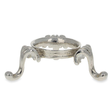 Low Profile Silver Tone Metal Egg Sphere Stand Holder Display in Silver color