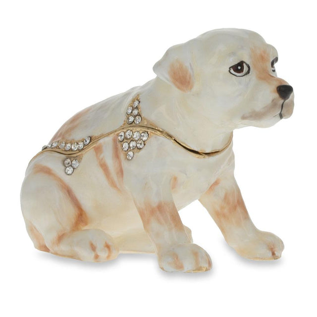 Pewter Jeweled Puppy Figurine in Multi color