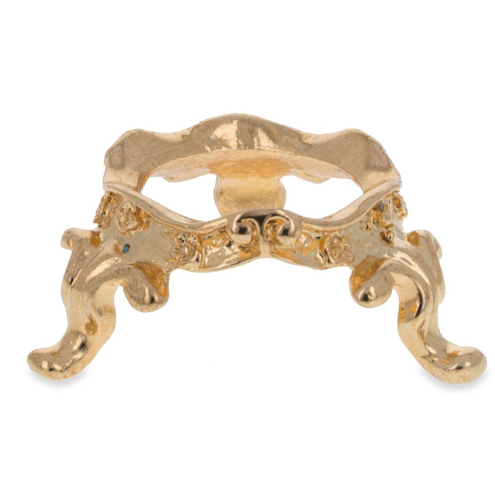 Wavy Gold Tone Metal Egg Sphere Stand Holder Display in Gold color