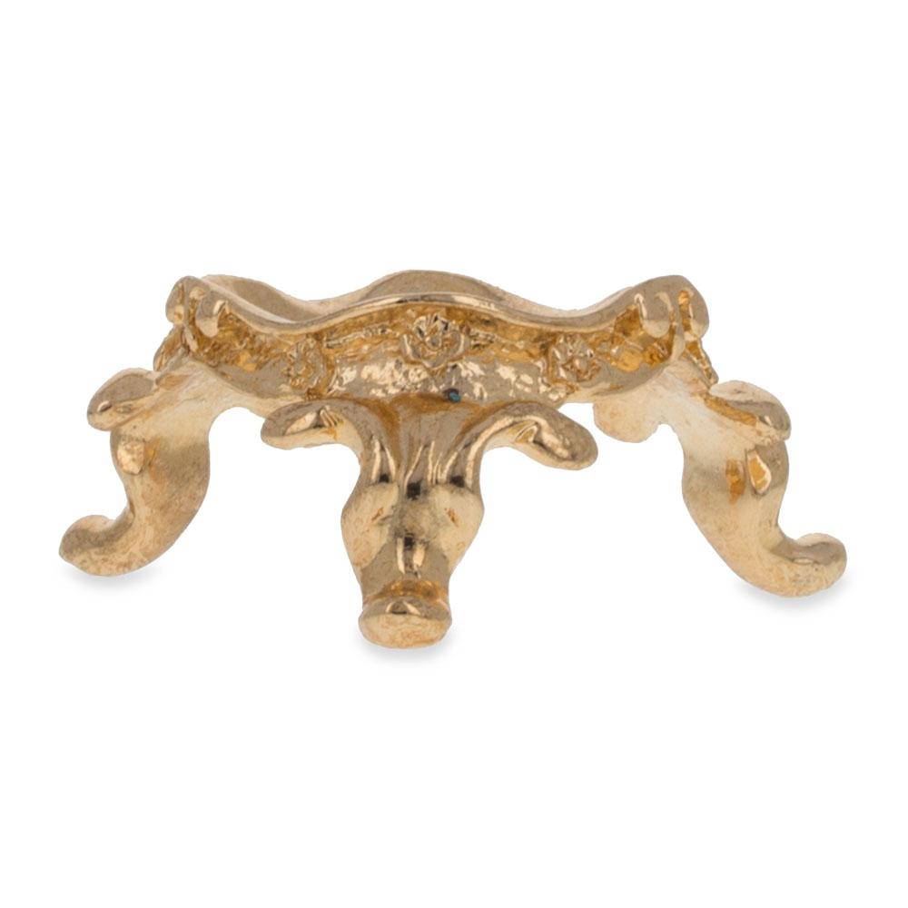 Wavy Gold Tone Metal Egg Sphere Stand Holder DisplayChina , dimensions in inches: 1.6 x 1.1 x 0.6