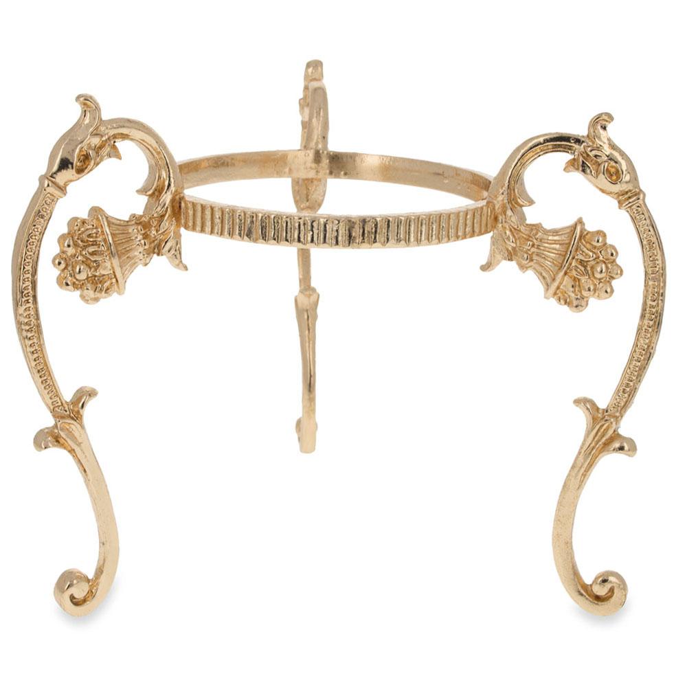 Antique Style Gold Tone Metal Ostrich Egg Sphere Stand Holder Display 3.6 Inches in Gold color,  shape