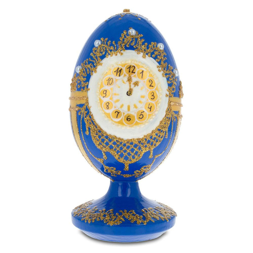 1900 Cockerel Royal Wooden Egg in Blue color Oval